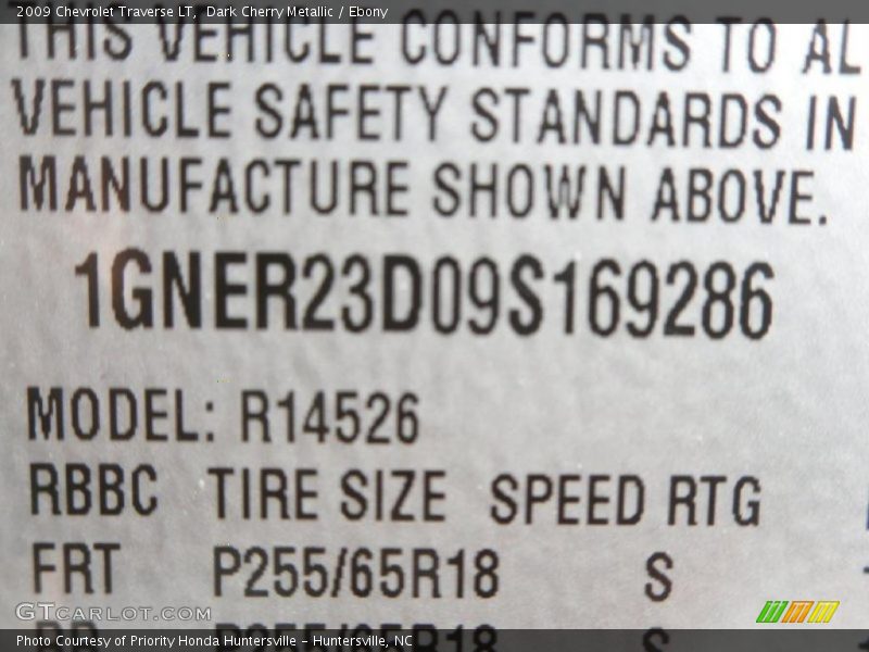 Dark Cherry Metallic / Ebony 2009 Chevrolet Traverse LT