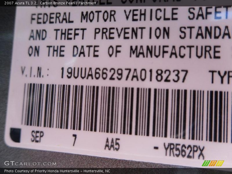 Carbon Bronze Pearl / Parchment 2007 Acura TL 3.2
