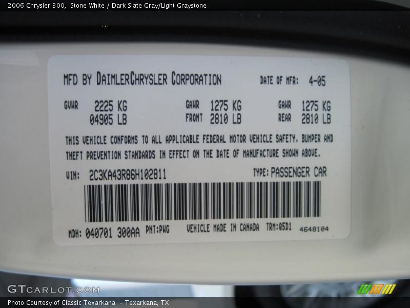 Stone White / Dark Slate Gray/Light Graystone 2006 Chrysler 300