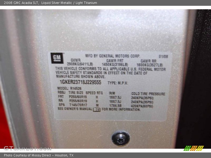 Liquid Silver Metallic / Light Titanium 2008 GMC Acadia SLT