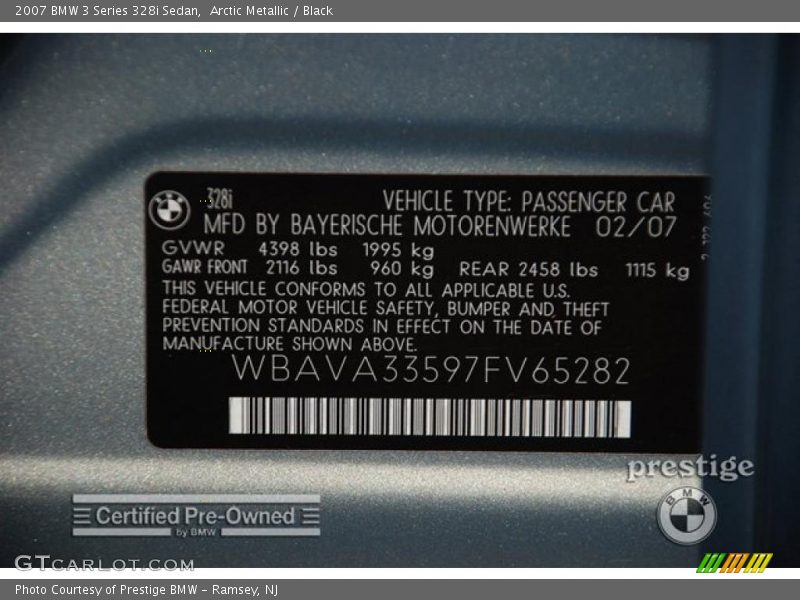 Arctic Metallic / Black 2007 BMW 3 Series 328i Sedan