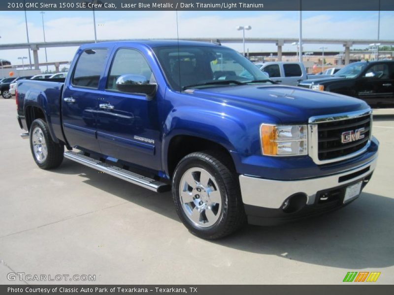 Laser Blue Metallic / Dark Titanium/Light Titanium 2010 GMC Sierra 1500 SLE Crew Cab