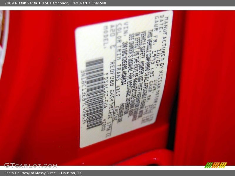 Red Alert / Charcoal 2009 Nissan Versa 1.8 SL Hatchback