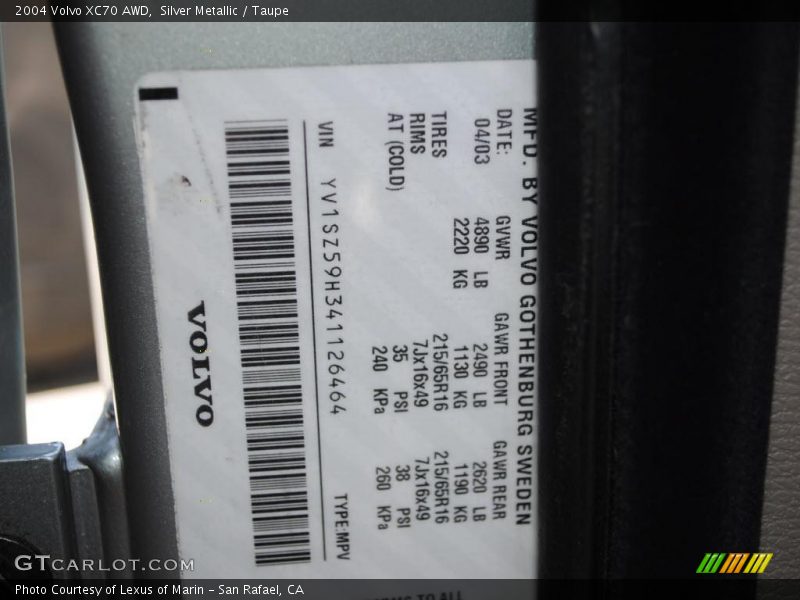 Silver Metallic / Taupe 2004 Volvo XC70 AWD