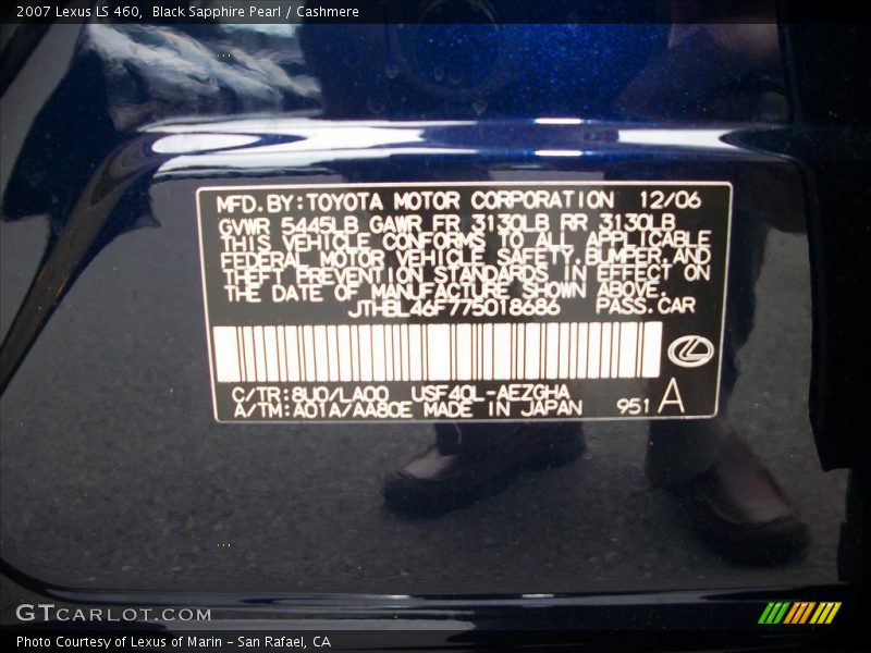 Black Sapphire Pearl / Cashmere 2007 Lexus LS 460