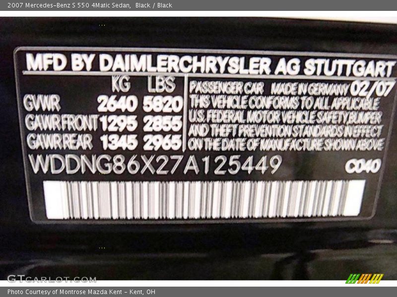 Black / Black 2007 Mercedes-Benz S 550 4Matic Sedan