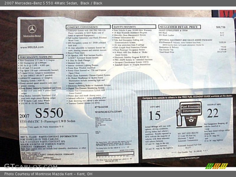 Black / Black 2007 Mercedes-Benz S 550 4Matic Sedan