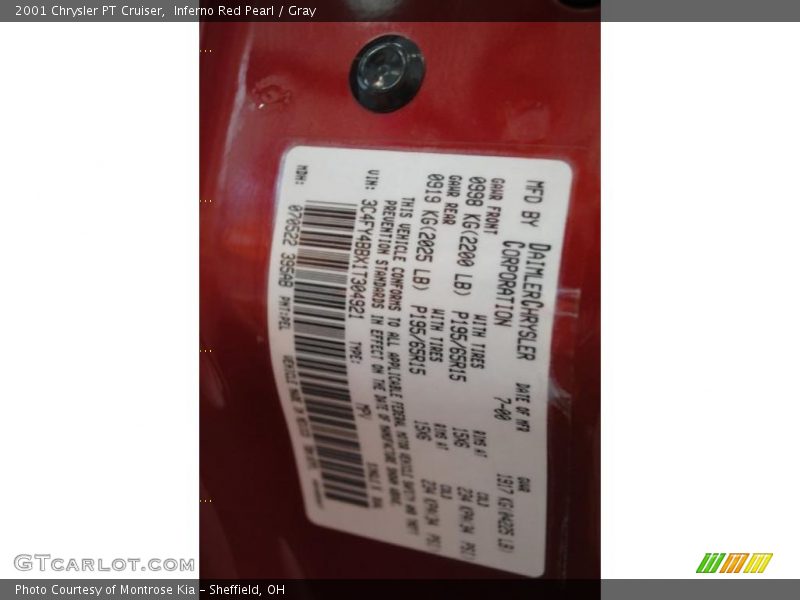 Inferno Red Pearl / Gray 2001 Chrysler PT Cruiser