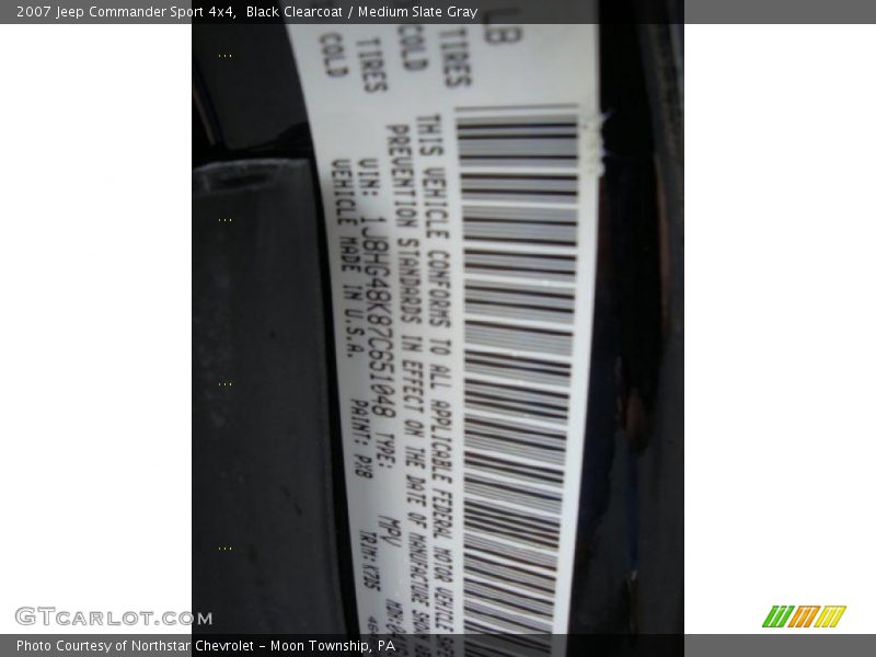 Black Clearcoat / Medium Slate Gray 2007 Jeep Commander Sport 4x4