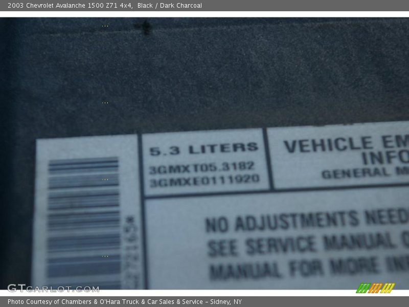 Black / Dark Charcoal 2003 Chevrolet Avalanche 1500 Z71 4x4