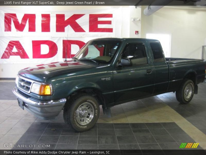 Deep Jewel Green Pearl / Brown 1995 Ford Ranger XLT SuperCab