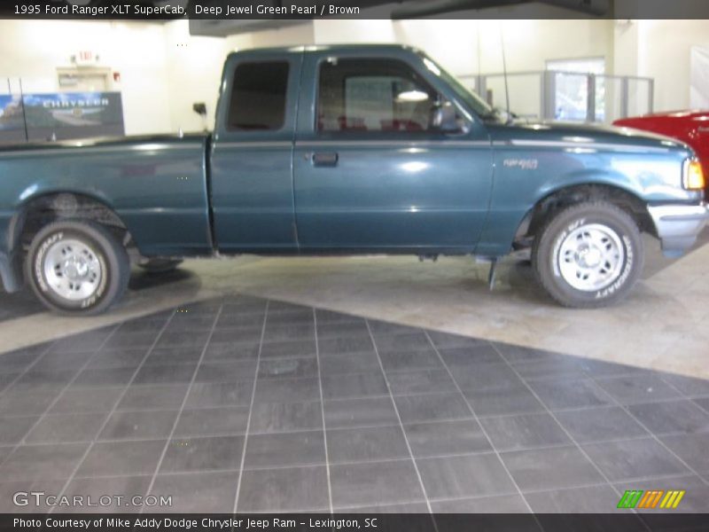 Deep Jewel Green Pearl / Brown 1995 Ford Ranger XLT SuperCab