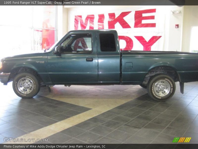 Deep Jewel Green Pearl / Brown 1995 Ford Ranger XLT SuperCab