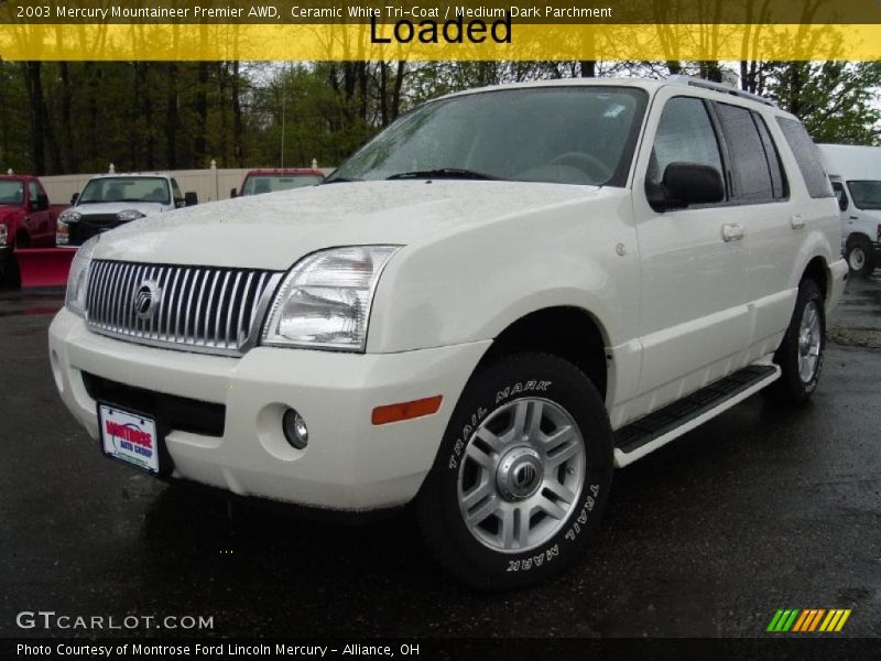 Ceramic White Tri-Coat / Medium Dark Parchment 2003 Mercury Mountaineer Premier AWD