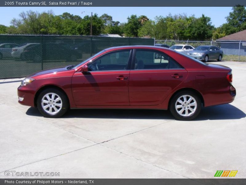 Salsa Red Pearl / Taupe 2005 Toyota Camry SE