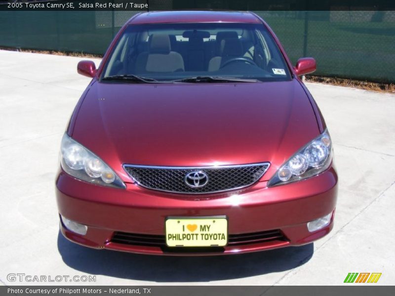 Salsa Red Pearl / Taupe 2005 Toyota Camry SE