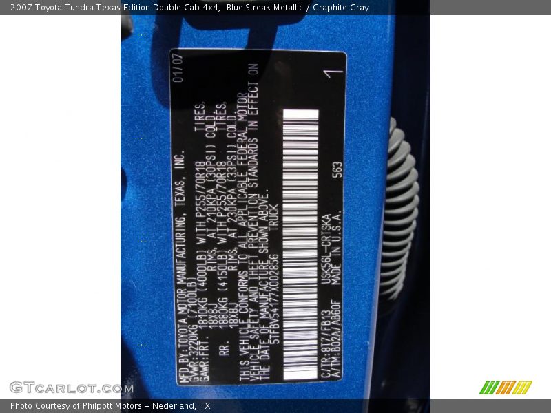 Blue Streak Metallic / Graphite Gray 2007 Toyota Tundra Texas Edition Double Cab 4x4