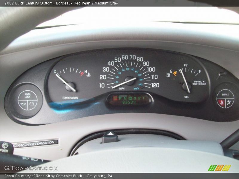 Bordeaux Red Pearl / Medium Gray 2002 Buick Century Custom
