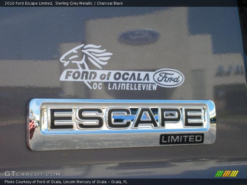 Sterling Grey Metallic / Charcoal Black 2010 Ford Escape Limited