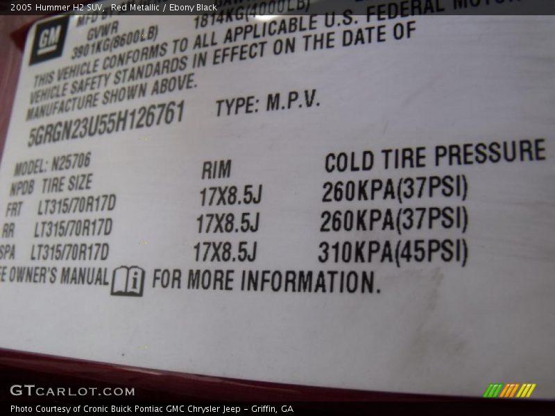 Red Metallic / Ebony Black 2005 Hummer H2 SUV