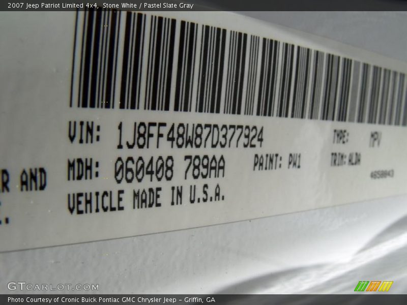 Stone White / Pastel Slate Gray 2007 Jeep Patriot Limited 4x4
