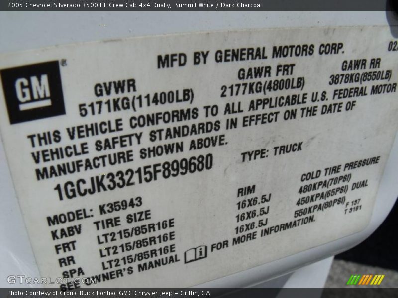 Summit White / Dark Charcoal 2005 Chevrolet Silverado 3500 LT Crew Cab 4x4 Dually