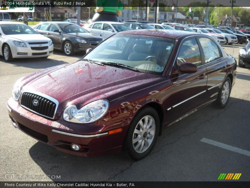 Ruby Red / Beige 2004 Hyundai Sonata V6