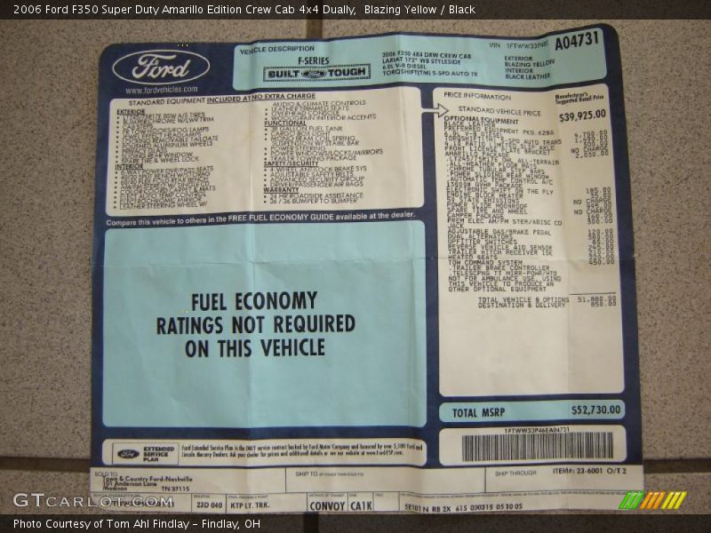 Blazing Yellow / Black 2006 Ford F350 Super Duty Amarillo Edition Crew Cab 4x4 Dually