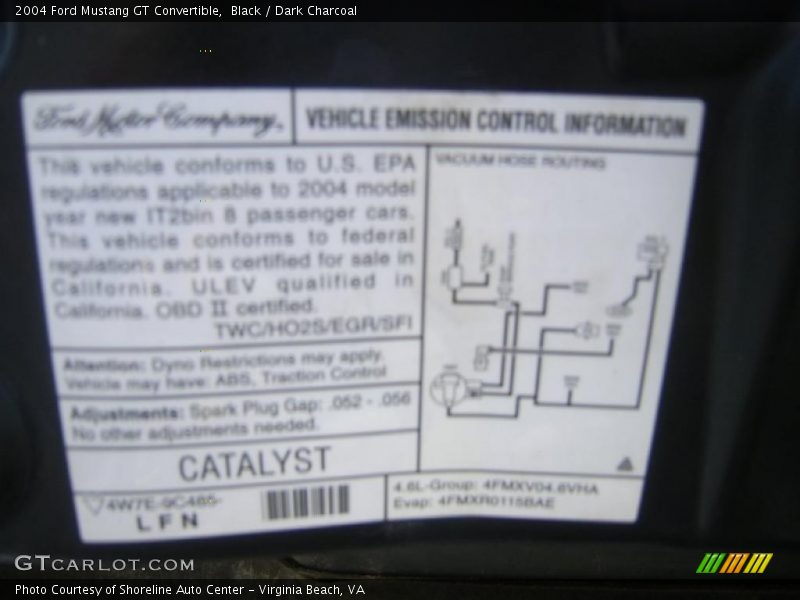 Black / Dark Charcoal 2004 Ford Mustang GT Convertible
