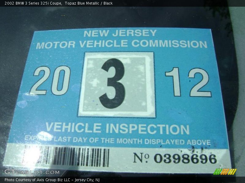 Topaz Blue Metallic / Black 2002 BMW 3 Series 325i Coupe