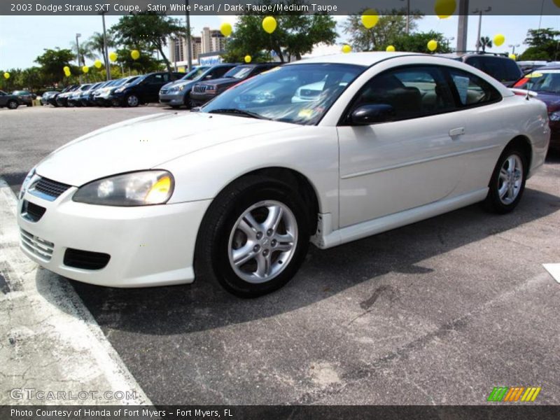 Satin White Pearl / Dark Taupe/Medium Taupe 2003 Dodge Stratus SXT Coupe