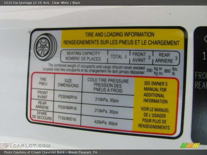 Clear White / Black 2010 Kia Sportage LX V6 4x4