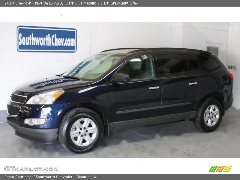 Dark Blue Metallic / Dark Gray/Light Gray 2010 Chevrolet Traverse LS AWD