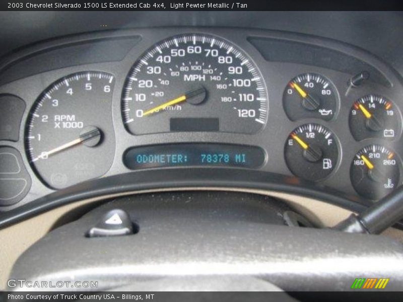 Light Pewter Metallic / Tan 2003 Chevrolet Silverado 1500 LS Extended Cab 4x4