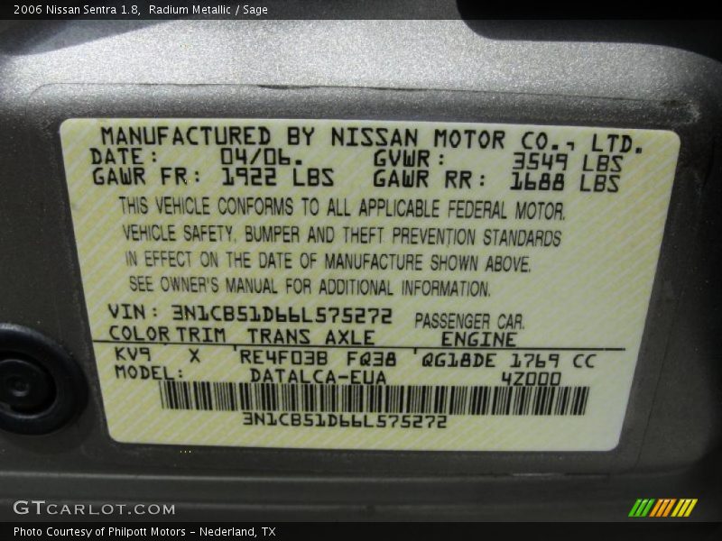 Radium Metallic / Sage 2006 Nissan Sentra 1.8