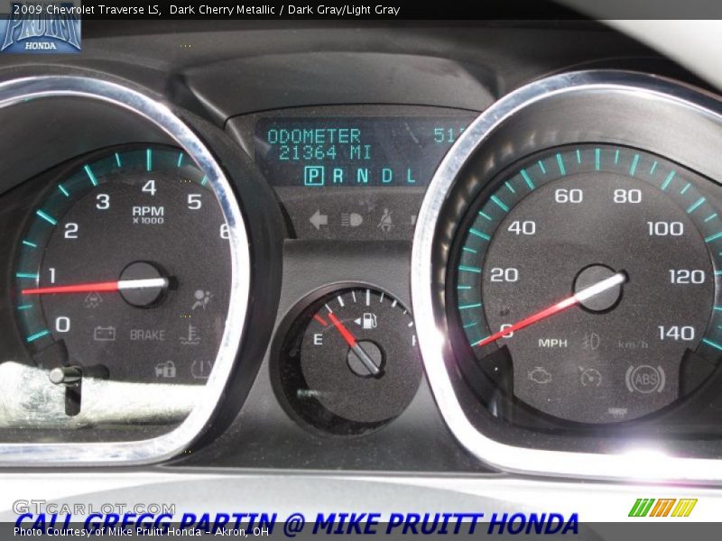 Dark Cherry Metallic / Dark Gray/Light Gray 2009 Chevrolet Traverse LS