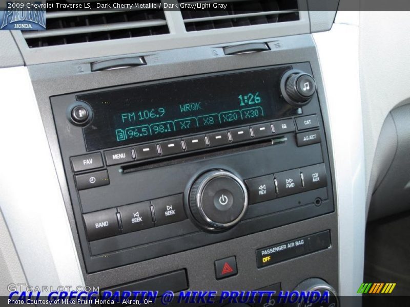 Dark Cherry Metallic / Dark Gray/Light Gray 2009 Chevrolet Traverse LS