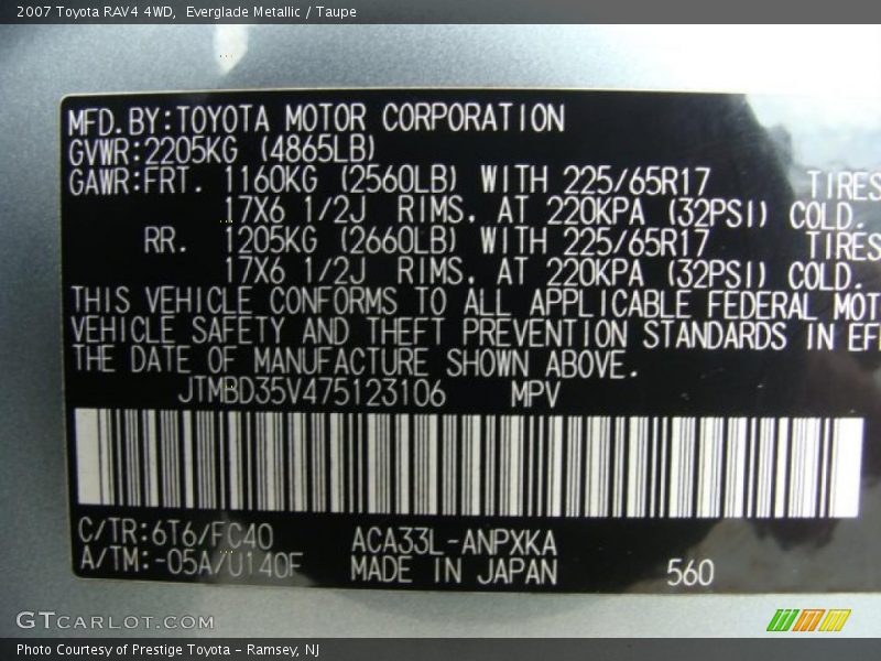 Everglade Metallic / Taupe 2007 Toyota RAV4 4WD