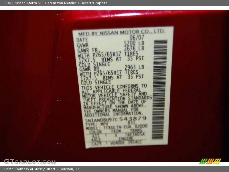 Red Brawn Metallic / Desert/Graphite 2007 Nissan Xterra SE