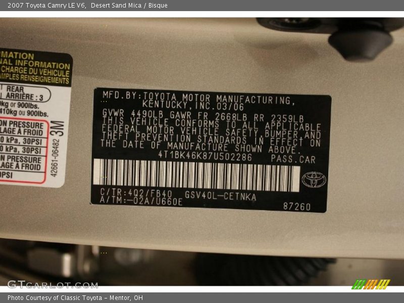 Desert Sand Mica / Bisque 2007 Toyota Camry LE V6