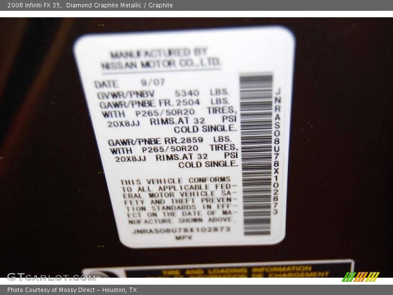 Diamond Graphite Metallic / Graphite 2008 Infiniti FX 35