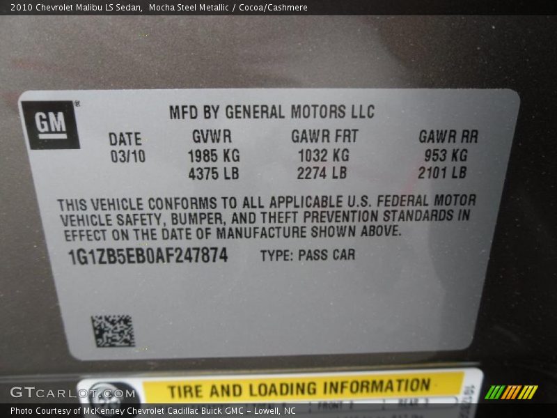 Mocha Steel Metallic / Cocoa/Cashmere 2010 Chevrolet Malibu LS Sedan
