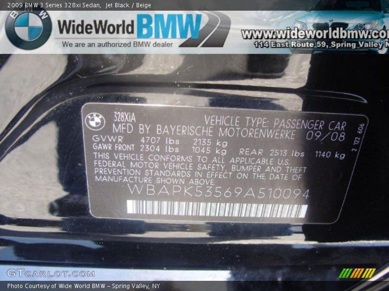 Jet Black / Beige 2009 BMW 3 Series 328xi Sedan