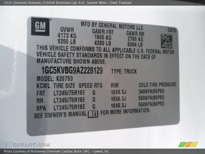 Summit White / Dark Titanium 2010 Chevrolet Silverado 2500HD Extended Cab 4x4
