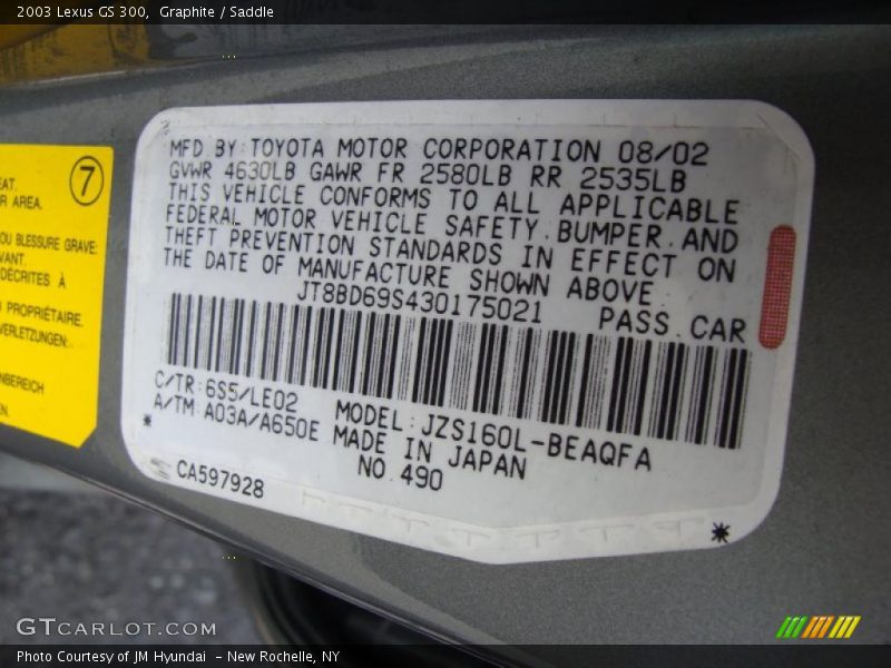 Graphite / Saddle 2003 Lexus GS 300