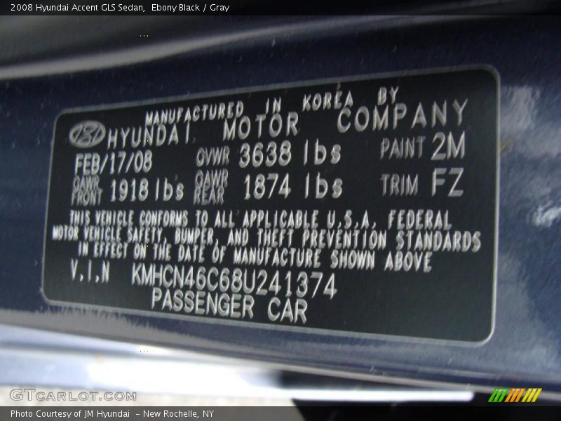 Ebony Black / Gray 2008 Hyundai Accent GLS Sedan