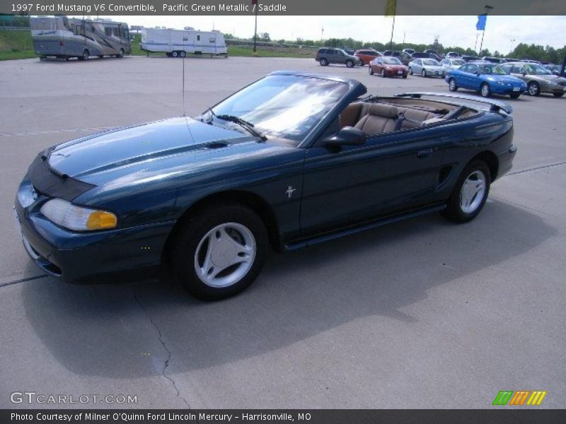 Pacific Green Metallic / Saddle 1997 Ford Mustang V6 Convertible