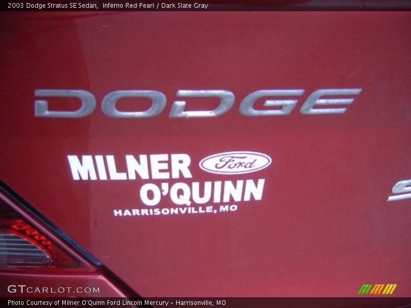 Inferno Red Pearl / Dark Slate Gray 2003 Dodge Stratus SE Sedan