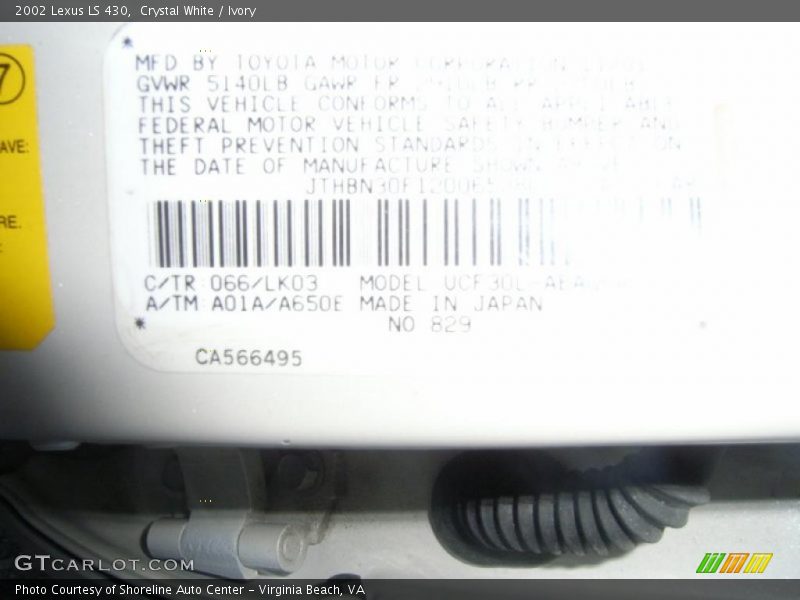 Crystal White / Ivory 2002 Lexus LS 430
