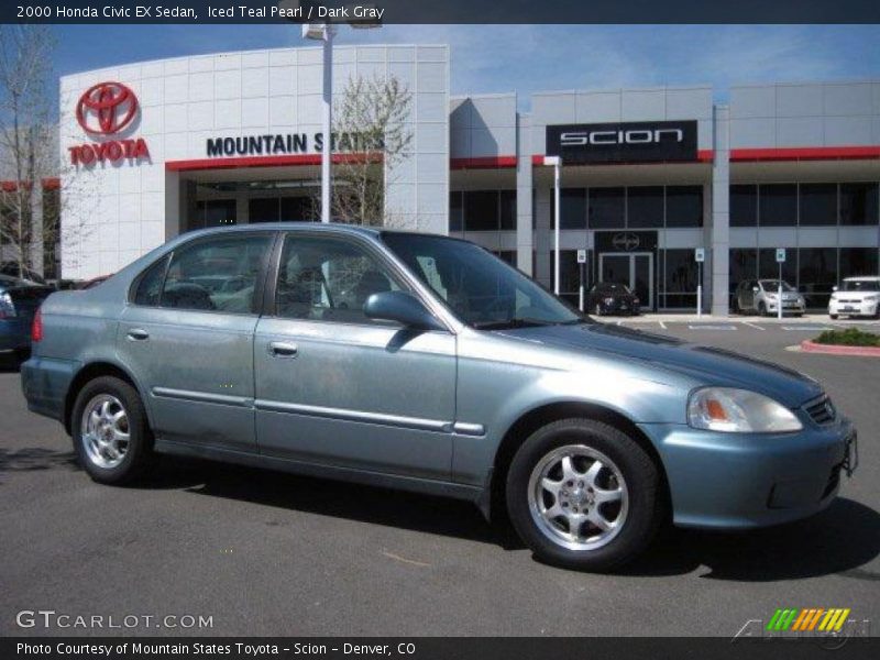 Iced Teal Pearl / Dark Gray 2000 Honda Civic EX Sedan